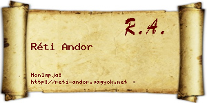 Réti Andor névjegykártya